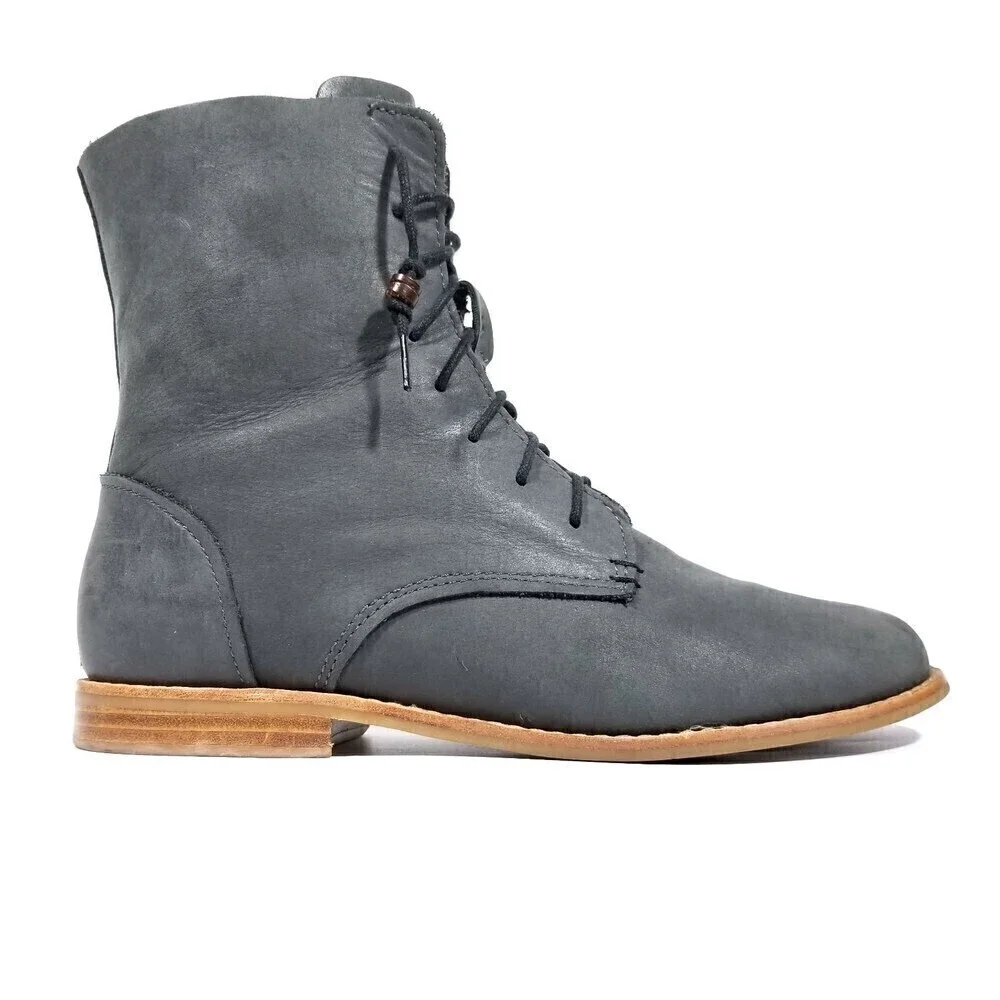 Olukai 'O Laila Leather Low Lace Up Fold Down Ankle Boots Boho Grunge 90s Y2k 7